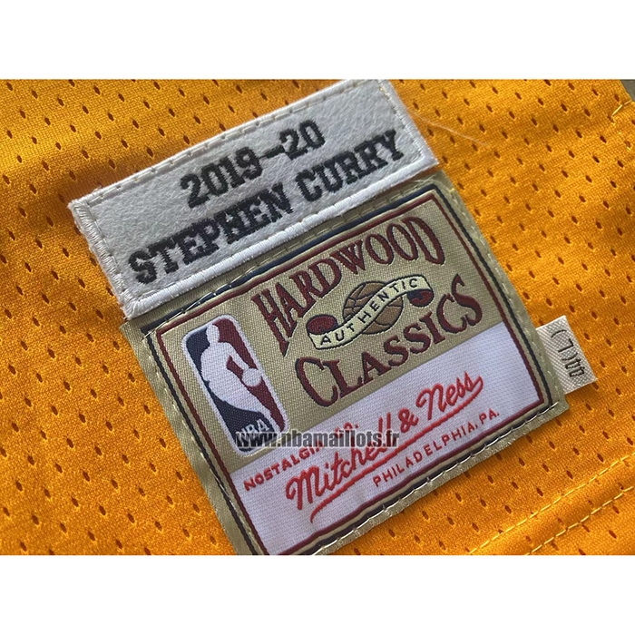 Maillot Golden State Warriors Stephen Curry NO 30 Mitchell & Ness 2019-20 Jaune
